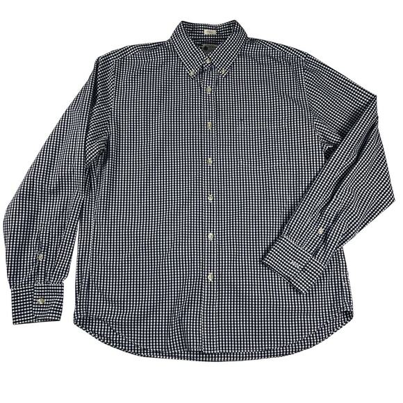 J. Crew Tailored Fit Navy Blue Gingham Long Sleeve Button Up Shirt Size L - Picture 1 of 8